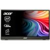 acer PM161QB1bmiuux Monitor AdaptiveSync da 15.6, Display IPS Full HD, 60 Hz, 4 ms (GTG), 16:9, USB Type-C, HDMI 1.4, Schermo PC con Contrasto 100M:1, Lum 250 cd/m2, Cavi HDMI e Type-C Inclusi, Nero
