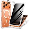 seacosmo Glitter Cover per iPhone 17 Pro Max Privacy Magnetica, Compatibile con Magsafe, Anti-Spy Schermo Integrata in Vetro Temperato, Protezione Fotocamera, Custodia 360 Gradi antishock Fronte Retro