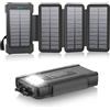 Sprockly Banca di energia solare da 26800 mAh con 4 pannelli solari, batteria portatile USB-C a ricarica rapida per telefoni, batteria esterna impermeabile IPX7 con torcia elettrica