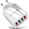soleilx Caricatore USB da Muro 4 Porte 3.1 - Caricatore Usb Multiplo Presa USB Multipla per iPhone 12 XR XS Max XR 8, iPad, Samsung Galaxy S8 S9 HTC LG Motorola Nokia