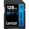 Lexar SDXC High-Performance 128GB 800x UHS-I serie BLUE, Classe 10, U3, V30, per Registrazione video in 4K, Alta velocità di trasferimento, nero/blue