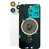 Generisch Cover posteriore (coperchio della batteria) adatta per iPhone 15 Pro. Preassemblata: con magnete, supporto in metallo, anelli per fotocamera, ecc. Vetro posteriore di ricambio OEM (bianco)