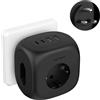 JSVER Adattatore da Viaggio JSVER per Sudafrica,Adattatore cubo tipo M,Spina da viaggio Sudafrica-Germania con 2 porte USB-C e 2 porte USB-A (3,4 A 17 W) e 3 prese per Lesotho,Mozambico (Nero)