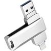 GBKDQQ Chiavetta USB 256 GB, chiavetta USB USB per iPhone Android, 3 in 1 Dual USB Stick per cellulare con porta USB-C e USB-A, compatibile con iPhone, iPad, MacBook, PC