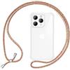 NALIA Cover con Collana per iPhone 15 Pro - Custodia Ibrida, Arcobaleno | Mani Libere, Zero Stress, Retro Cristallino, Il Tuo Tocco Di Stile, Airbag Invisibile, HANGIT PRO