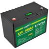 AFTERTECH 12v 100Ah LIFEPO4 PACCO BATTERIA RICARICABILE LITIO FERRO FOSFATO PILA 3000+ CICLI PROFONDI 12,8v 1280wh