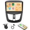 Hikity 4+64GB Android 15 Autoradio per Peugeot 207 2009-2013 con Wireless Carplay Android Auto, 9 Pollic Incell-Schermo Tattile Supporto Bluetooth/GPS/WiFi/FM/RDS+Retrocamera+MIC