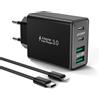 LumFocus Caricatore for iPhone, 40W 4-Porto Caricatore USB for iPhone 14 13 12 11 X XS XR 8 7, Caricabatterie Rapido iPhone with 2M Cavo USB C- Lightning Spina Adattatore Alimentatore USB Multiplo