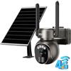 Xega 4G LTE Telecamera Solare Esterno con SIM Scheda 2K HD PTZ Telecamere Senza Fili con Pannello Solare Batterie Visione Notturna Rilevamento del Movimento Audio Bidirezionale Rotazione 355°/90°