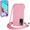 WenBaby Cover Compatible con Xiaomi Redmi Note 11 4G/Note 11S,Cellulare Girocollo Custodia con Cordino TPU Corda Silicone Case Bumper Custodia, Rosa