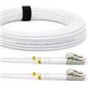 Elfcam® - Cavo a fibra ottica (Jarretiere Optique) LC/UPC a LC/UPC OM3 Multimode Duplex 50/125um LSZH, Couleur Blanc (10M)