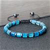 Reliatonny Nuovo braccialetto intrecciato a forma di cilindro blu rotondo nero pietra biliare distanziatore agata braccialetto catena donna uomo regalo gioielli Pulsera naturale