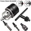 NONE Mandrino per trapano da 1,5-10 mm, punte per avvitatore a percussione con montaggio 3/8-24UNF Conversione per mandrino con codolo esagonale/adattatore quadrato con presa SDS-Plus con chiave per