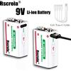 Rscrola Batteria Ricaricabile al Litio 9V 21800mWh ad Alta Capacità per Chitarra, Microfono, Rilevatore di Fumo, Pedale con Cavo