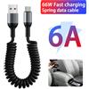 NONE Cavo USB tipo C a ricarica rapida da 66 W 5A Cavo USB per caricabatteria per telefono per auto a molla per Samsung Xiaomi Cavo dati USB portatile Ricarica rapida