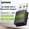 AzzHww Adattatore Bluetooth WiFi USB 2 IN 1 600Mbps Dual Band 5G/2.4G Adattatore Wifi USB Adattatore Bluetooth USB Scheda di rete wireless per PC