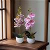 NONE Pianta in vaso di orchidea artificiale realistica con vaso di plastica per la decorazione del centrotavola da tavolo dell'hotel, dell'home office, dell'orchidea finta