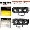 WUMFIRE Faretto LED doppio colore per moto 3 lenti Super luminoso 12V Fendinebbia Luce di guida Luce da lavoro per moto Scooter Faro
