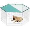 PawHut Recinto PawHut in Acciaio con 6 Pannelli e 1 Porta per Cani, Conigli, Roditori e Piccoli Animali Ø 120x60 cm Grigio Metallo Verde