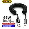 NNBILI Cavo telescopico a molla NNBILI da USB A a Tipo C 66W per auto, ricarica rapida 5A da Tipo C a Tipo C per Samsung Huawei Xiaomi Redmi OnePlus