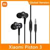 XIAOMI Auricolari sportivi originali Xiaomi con microfono per telefono Xiaomi Samsung Huawei-Piston 3, auricolari con bassi potenti, cablati, 3.5MM