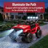 HAUSPROFI Auto Elettrica Fuoristrada 12V per Bambini dai 3 Anni in Su, con Luci LED, Telecomando, Cintura di Sicurezza, Bluetooth, 3 Velocità, Sospensioni