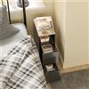SoBuy FBT149-SCH Comodino camera da letto 20 cm larghezza, Tavolino salotto con 2 cassetti & scomparto aperto per piccoli spazi, Comodino stretto per camera da letto soggiorno, 20x35x60 cm Nero