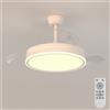 NONE Ventilatore da soffitto con pale retrattili e luce, 6 velocità, reversibile, lampada LED dimmerabile a regolazione continua, 3000K-6500K, 36W, 220-240VAC, telecomando 10M, 3960Lm, Ra80, IP20,