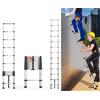 NONE Scala telescopica da 3,8 m in acciaio inox, estensibile, rinforzata ad alta resistenza, con piedini antiscivolo per lavori al soffitto, soppalco, casa mobile, capacità di carico 150 kg