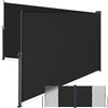 tectake® Tenda da Sole per Esterno Laterale Doppia Estensibile, 600 x 180 x 9 cm, Parasole Retrattile, Frangivista Giardino e Terrazzo Privacy, Avvolgimento Automatico, Struttura in Acciaio - Nero