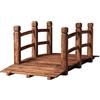 GYMAX Ponte da Giardino in Legno Lungo 150cm, Ponte Paesaggio Antico, Decorazione per Esterno (Marrone)