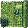 KRUMAD Set di 2 siepi artificiali di edera da 500 x 50 cm, ghirlanda da appendere, protezione dagli sguardi indiscreti per balcone e giardino, con 200 fascette stringicavi, recinzione frangivista