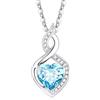 FANCIME Collana con ciondolo portafortuna in oro bianco 14 carati con pietra di nascita per donna, pendente a forma di cuore con diamante incastonato e catena in argento Sterling 925, regalo di