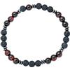 Beloved ❤️ Bracciale da uomo con pietre dure naturali e divisori in ematite - Adattabili al polso con elastico (Double Round Nero/Marrone)