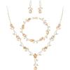 EVER FAITH Set di gioielli da sposa per la sposa Teardrop Cubic Zirconia foglia di vite prom collana pendenti orecchini bracciale donna, Zirconia cubica