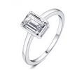 JewelryPalace 1ct Anello Solitario Donna placcato oro bianco 14K con Creato Moissanite, Diamante Simulato Anelli con Pietra a Taglio Smeraldo, Semplice Fedine Fidanzamento Set Gioielli Donna 19.5