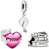 PHCLASY Perla Charm Diploma Compatibile con Braccialetti e Collane Europei, Charms per Laurea e Perle per Donna, Zirconia cubica