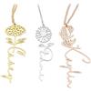 AUROGLOW Collana personalizzata con nome del fiore della nascita, ciondolo in acciaio inossidabile con incisione nome e fiore del mese di nascita, regalo significativo per lei, compleanno, festa della