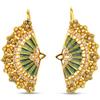 GocciAzzurra Jewels GocciAzzurra - Orecchini da Donna Diva Golden Green Crystal, Orecchini a Ventaglio con Smalto a Mano e Pietre in Nanoceramica, Stile Art Deco, Made in Italy, Color Oro e Verde