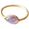 Vurmashop - Anello in oro 18k con pietra di ametista - Anello da donna di design con pietra semi preziosa (13,5), Oro, Ametista