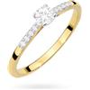 Sakrami Anello Donna Oro Giallo 14KT con Diamante Coltivato in Laboratorio Lab Grown 0,25ct e Pavé 8 Diamanti 0,07ct - Solitario Elegante con Incisione Interna - per Fidanzamento o Anniversario (10)