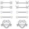 Funseedrr Capezzolo Anelli Acciaio Inossidabile 14G 16mm Piercing Capezzolo Dritto Lingua Anello Barbells Argento Viola Stella Cristallo Piercing Gioielli per Donna