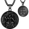 JewelryWe - Collana da Uomo con Pendente Baphomet Lucifero Goat Doppia Faccia Stile Gotico Croce Vitale Simboli di Satana e Demoni