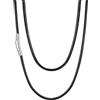 U7 Collana Uomo Caucciù Pelle Sintetica Catena Cordino Nero 3mm 76cm