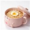 HERCHR Ciotola per Zuppa in Acciaio Inossidabile Cartone Animato con Coperchio e Manici, Ciotola per Cereali con Dinosauro Carino Ciotola per Ramen Giapponese Ciotola per Tagliatelle Ciotola(Rosa)