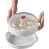 Jingmiger Vapore forno a microonde per cottura | Cucina a vapore sano | Cottura a vapore resistente al calore per ravioli, riso, verdure, uova e pasta