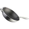 CALLARON Wok a Nido D'ape in Acciaio Inox 32 Cm, Padella Antiaderente Resistente ai Graffi Doppio Manico in Acciaio, Adatto per Fornelli a Gas e Induzione, Utensile Versatile per Friggere