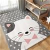 Carpettex Tappeto per bambine con design di gatto, tappeto per cameretta, facile da pulire, Colore: Rosa, Taglia: 160 x 230 cm