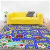 Capslpad Tappeto da gioco per bambini, 150 x 200 cm, antiscivolo, per la città, per la cameretta dei bambini, per la camera da letto, la sala giochi, blu