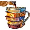 Generico Tazza Di Libri Dipinti, Painted Book Mug, Tazza Di Caffè In Lettura Di Novità, Libri 3d Tazzes Di Caffè A Forma Di Stack, Tazzes A Tema Libri Colorati, Collezione Decorativa Per Lettori E Bibliotecar